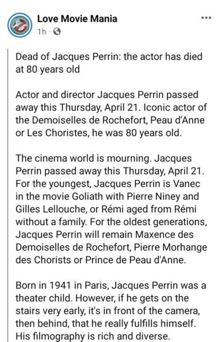 Jacques Perrin Cause Décès Jacques Perrin Cause Décès