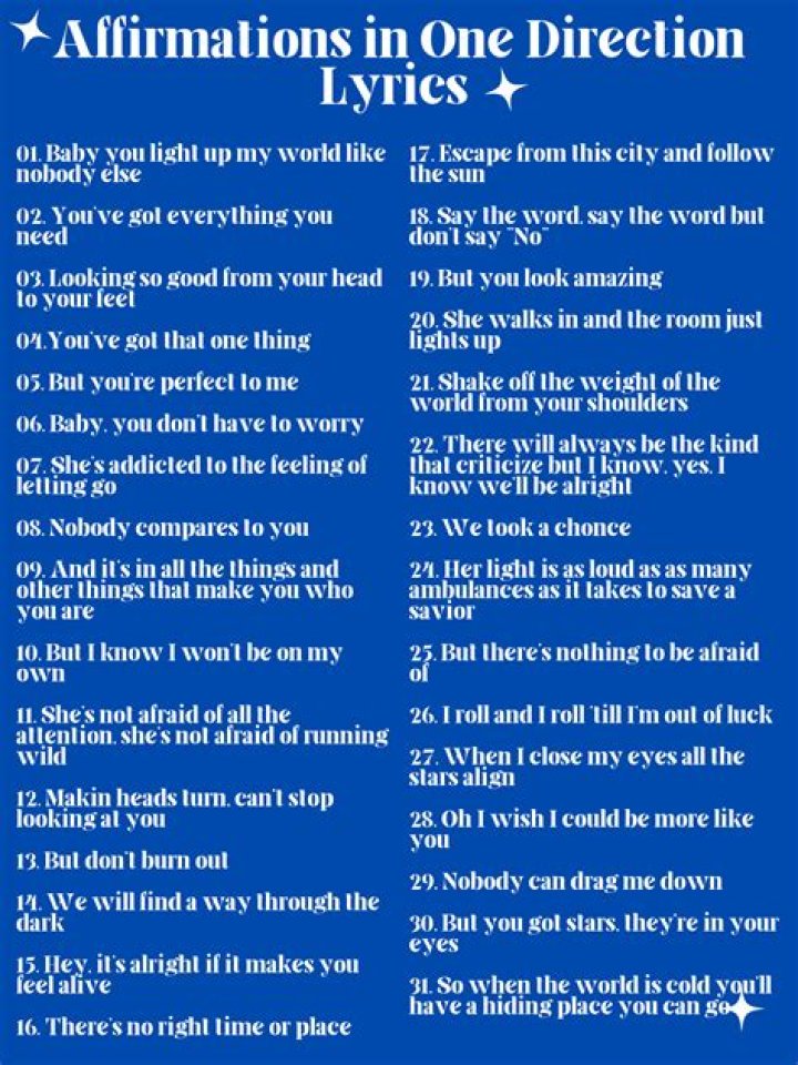 Ten Soulful Lyrics by One Direction